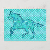 Running Horse Silhouette, Turquoise en Aqua Briefkaart (Voorkant)