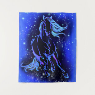 Running Horse Tapestry Blauwe Sterrennacht Wandkleed