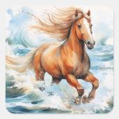 Running Horse Vierkante Sticker (Voorkant)
