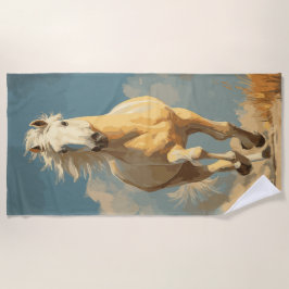 Running Horse Vintage Illustration in Warm Tones Strandlaken