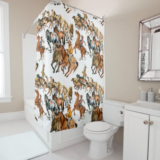 Running horses seamless pattern. American cowboy.  Douchegordijn (In situ)