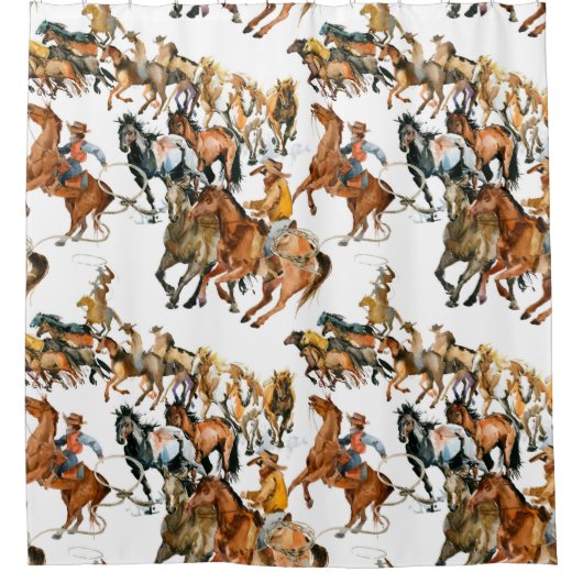 Running horses seamless pattern. American cowboy.  Douchegordijn (Voorkant)