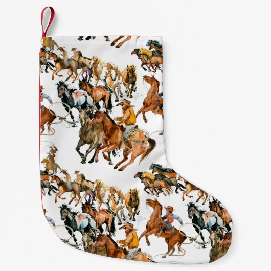 Running horses seamless pattern. American cowboy. Kleine Kerstsok (Voorkant)