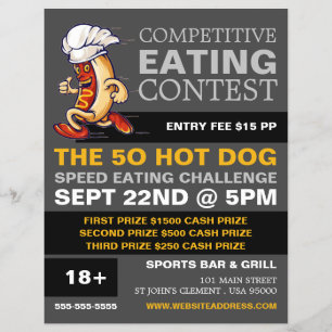 Running Hot Dog - een wedstrijd/snelheidswedstrijd Flyer