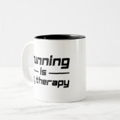 Running Is My Therapy Tweekleurige Koffiemok (Voorkant links)
