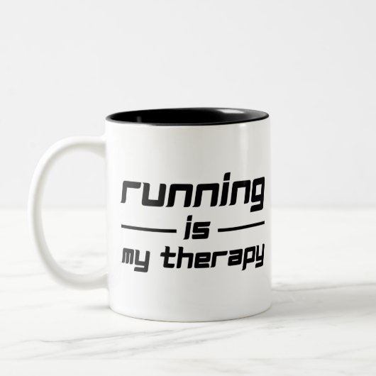 Running Is My Therapy Tweekleurige Koffiemok (Links)