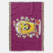 **Running Juice Cup Cartoon – Fun Street Drink Cha Deken (Voorkant Verticaal)