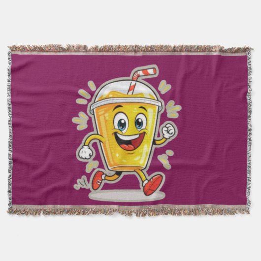 **Running Juice Cup Cartoon – Fun Street Drink Cha Deken (Voorkant)