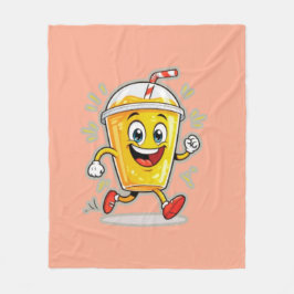 **Running Juice Cup Cartoon – Fun Street Drink Cha Fleece Deken