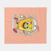 **Running Juice Cup Cartoon – Fun Street Drink Cha Fleece Deken (Voorkant (Horizontaal))