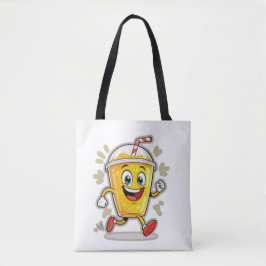 **Running Juice Cup Cartoon – Fun Street Drink Cha Tote Bag