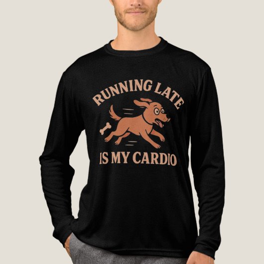 Running Late Is My Cardio Funny Dog  Pets lovers  Tri-Blend Shirt (Voorkant volledig)