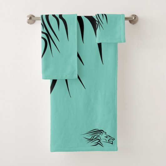 Running Lion Turquoise badhanddoeken - uw kleuren Bad Handdoek (Insitu)