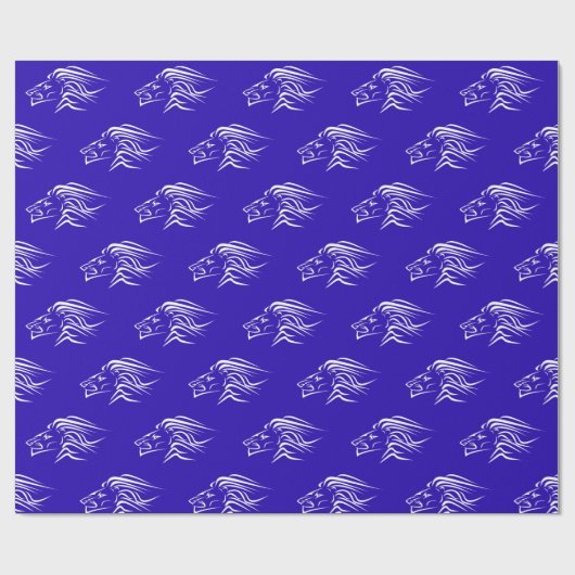 Running Lions Wrapping Papier Uw Kleuren - Blauw (Vlak)