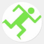 Running Man groen Ronde Sticker (Voorkant)