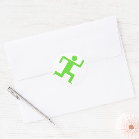 Running Man groen Ronde Sticker (Envelop)