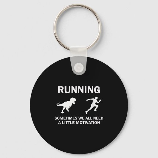 Running Motivation Raptor Chase Funny Dinosaur Sleutelhanger (Voorkant)