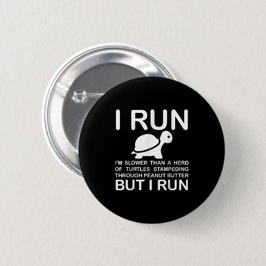Running Motivation Turtle  Ronde Button 5,7 Cm (Voorkant /achterkant)