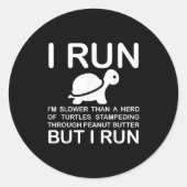 Running Motivation Turtle Ronde Sticker (Voorkant)