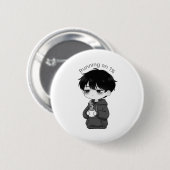 Running on 1 Percent Relatable Chibi Coffee Illust Ronde Button 5,7 Cm (Voorkant /achterkant)