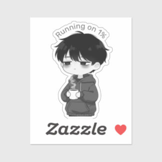 Running on 1 Percent Relatable Chibi Coffee Illust Sticker