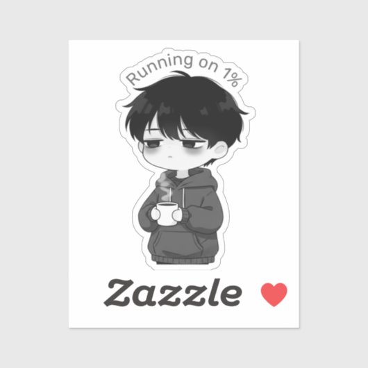 Running on 1 Percent Relatable Chibi Coffee Illust Sticker (Vel)