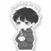 Running on 1 Percent Relatable Chibi Coffee Illust Sticker (Voorkant)