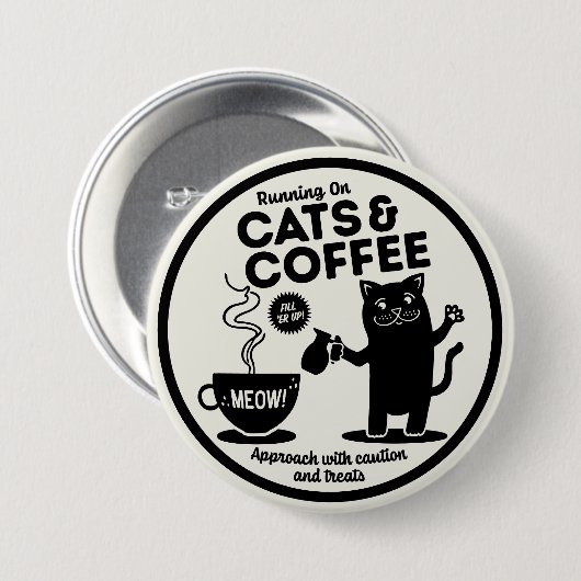 Running on Cats and Coffee Ronde Button 7,6 Cm (Voorkant /achterkant)
