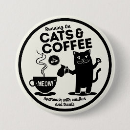 Running on Cats and Coffee Ronde Button 7,6 Cm