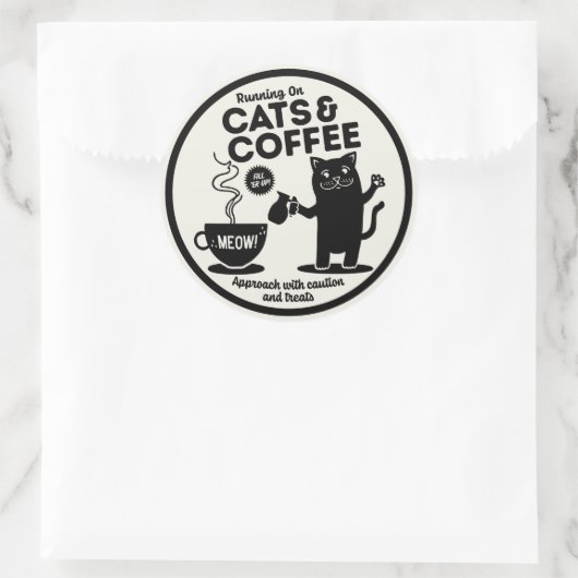 Running on Cats and Coffee Ronde Sticker (Tas)