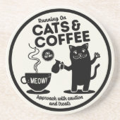 Running on Cats and Coffee  Zandsteen Onderzetter (Voorkant)