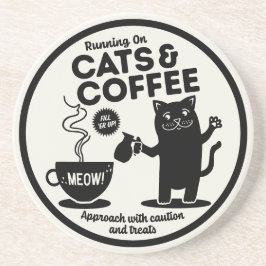 Running on Cats and Coffee  Zandsteen Onderzetter