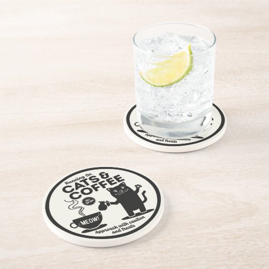 Running on Cats and Coffee  Zandsteen Onderzetter (Zijkant)