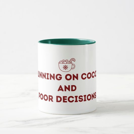 Running on Cocoa and Poor Decisions Christmas Mug Mok (Midden)