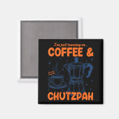 Running On Coffee &amp; Chutzpah Retro Funny Jewis Magneet (Voorkant / Achterkant)