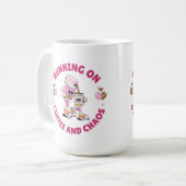 Running on Coffee and Chaos Sticker Koffiemok (Voorkant links)