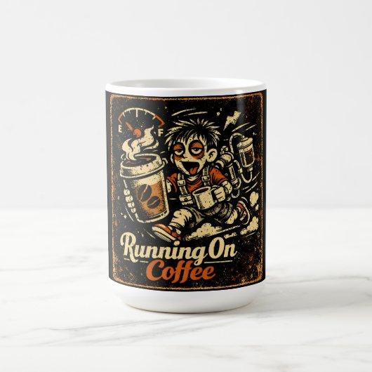 Running On Coffee – Caffeinated Humor Survival Koffiemok (Center)