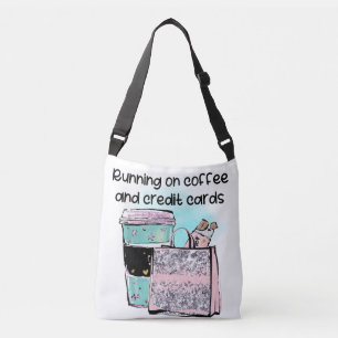 Running on Coffee en Credit Kaarten Crossbody Tas