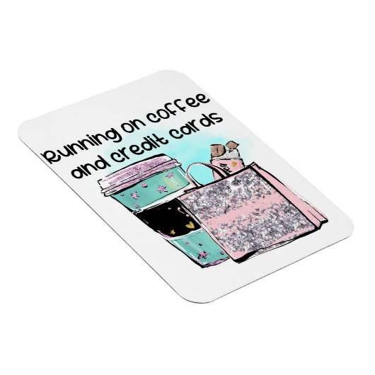 Running on Coffee en Credit Kaarten Magneet (Rechterzijde)