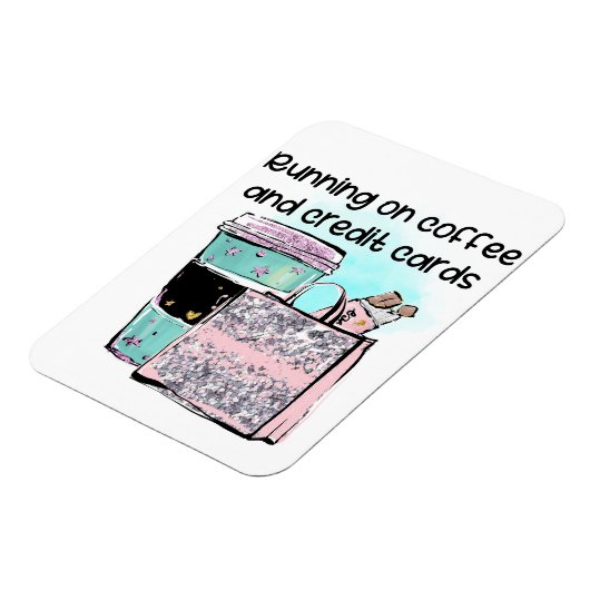 Running on Coffee en Credit Kaarten Magneet (Linkerzijde)