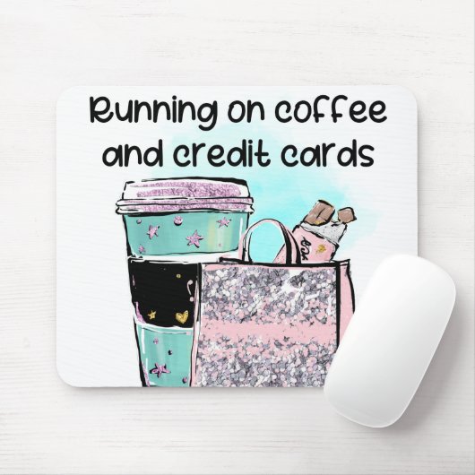 Running on Coffee en Credit Kaarten Muismat (Met muis)