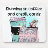 Running on Coffee en Credit Kaarten Muismat (Voorkant)
