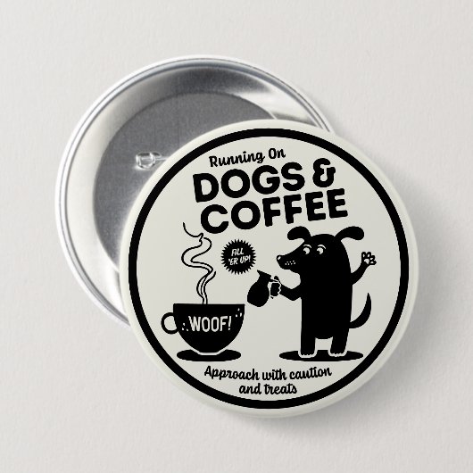 Running on Dogs and Coffee Ronde Button 7,6 Cm (Voorkant /achterkant)