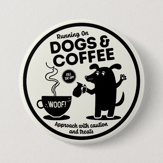 Running on Dogs and Coffee Ronde Button 7,6 Cm (Voorkant)