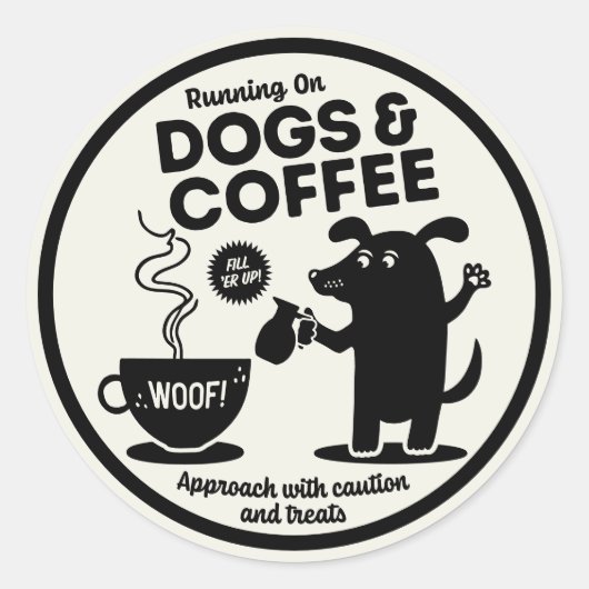 Running on Dogs and Coffee  Ronde Sticker (Voorkant)
