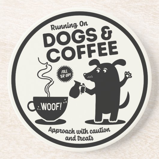 Running on Dogs and Coffee  Zandsteen Onderzetter (Voorkant)