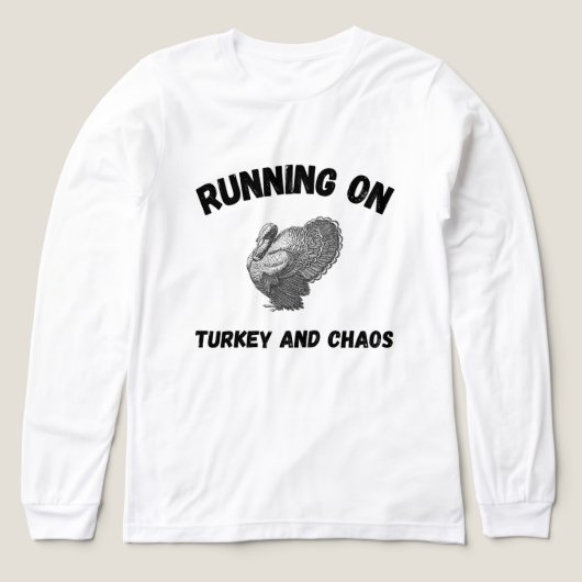 Running on Turkey and Chaos | Funny Thanksgiving Tri-Blend Shirt (Voorkant)