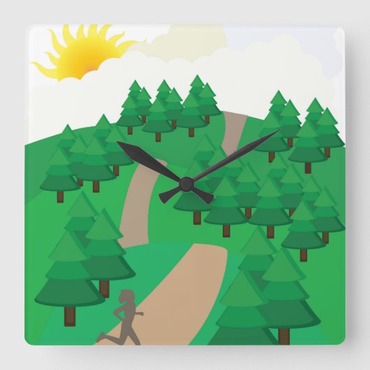 Running Outdoors Vierkante Klok (Voorkant)