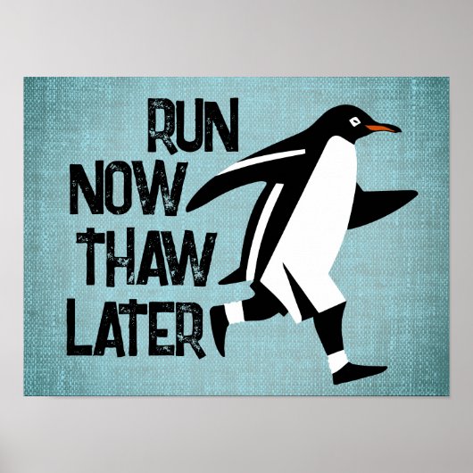 Running Penguin Motivatie Poster (Voorkant)