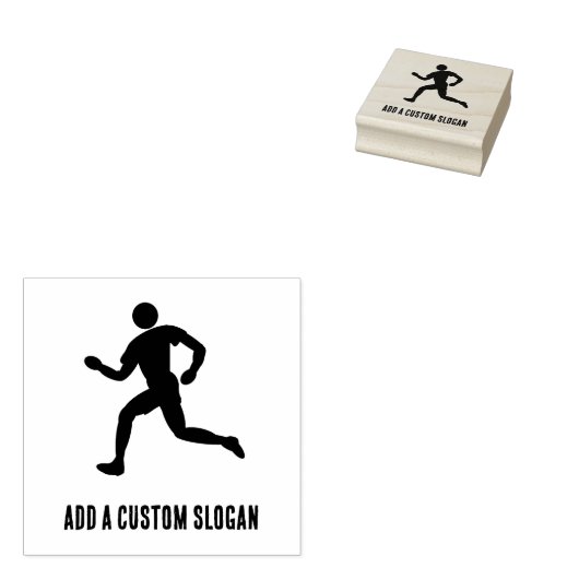 Running Person - Eigen slogan atletisch of race th Rubberstempel (Gestempeld)